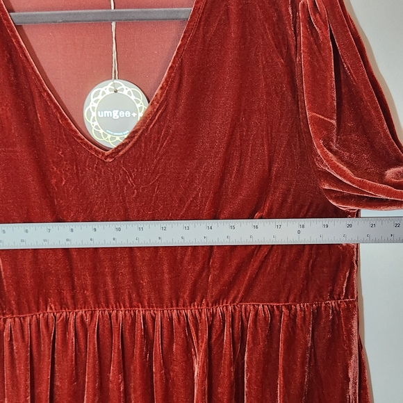 Umgee Burnt Orange Velvet Tiered Mini Dress Size XL NWT Wedding Guest Dress - Picture 5 of 7